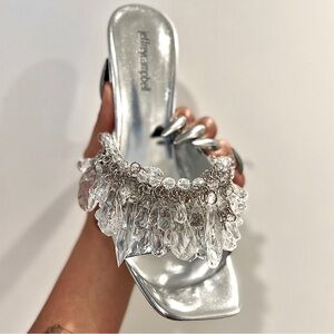 Jeffrey Campbell chandelier slide sandal.